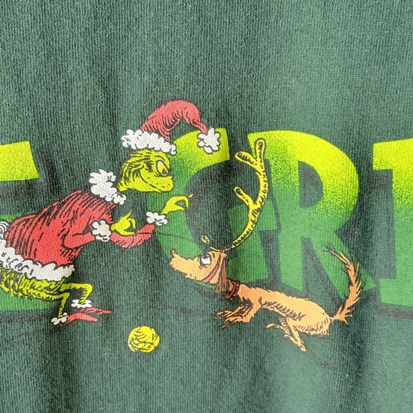 Vintage AAA Dr Seuss 2001 T shirt THE GRINCH Graphic Large Green Short Sleeve - Picture 8 of 10